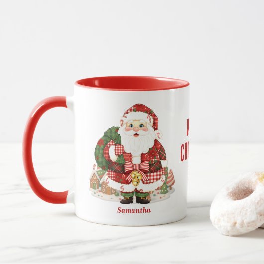 Patchwork Weihnachten Tasse (Mit Donut)