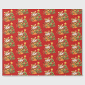 Patchwork Weihnachts Tiger mit Weihnachtsbaum Geschenkpapier (Flach)