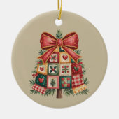 Patchwork Weihnachtsbaum Coquette Xmas Urlaub Keramik Ornament (Vorne)