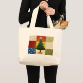 Patchwork-Weihnachtsbaum Jumbo Stoffbeutel (Vorderseite (Produkt))