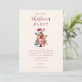 Patchwork-Weihnachtsbaum Preppy Einladung (Stehend Vorderseite)