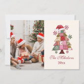 Patchwork-Weihnachtsbaum Preppy Feiertagskarte (Vorderseite)