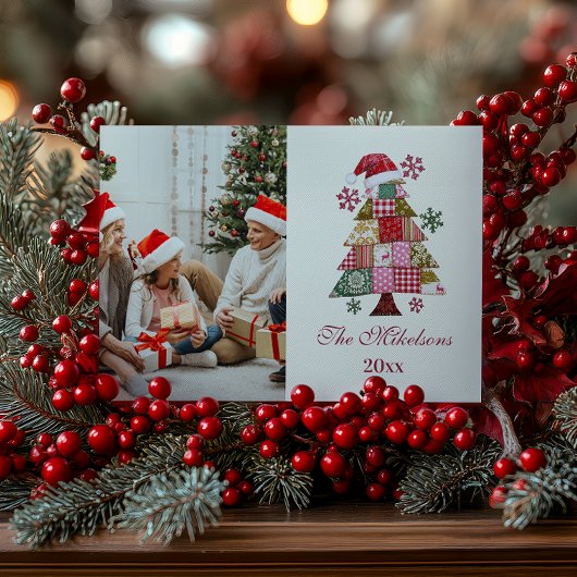 Patchwork-Weihnachtsbaum Preppy Feiertagskarte