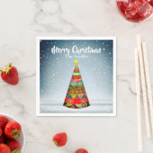 Patchwork Weihnachtsbaum unter einem Schneefall Serviette (Beispiel)