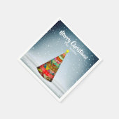 Patchwork Weihnachtsbaum unter einem Schneefall Serviette (Ecke)