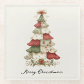 Patchwork Weihnachtsbaum Weihnachten Glasuntersetzer (Vorderseite)