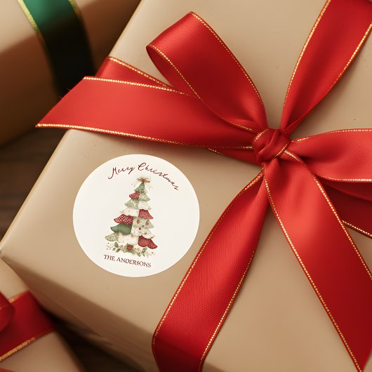 Patchwork Weihnachtsbaum Weihnachten Runder Aufkleber