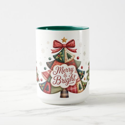 Patchwork-Weihnachtsbäume Tasse (Zentrum)