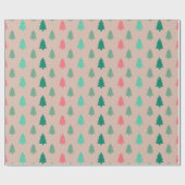 Patchwork Weihnachtsbaumen Rosa Geschenkpapier (Flach)