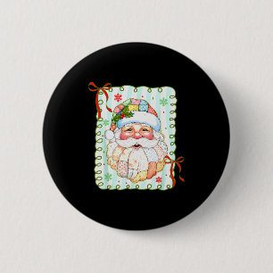 Patchwork-Weihnachtsmann-Gesicht Coquette Frohe We Button