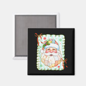 Patchwork-Weihnachtsmann-Gesicht Coquette Frohe We Magnet (Vorderseite/Rückseite)