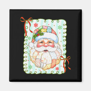 Patchwork-Weihnachtsmann-Gesicht Coquette Frohe We Magnet