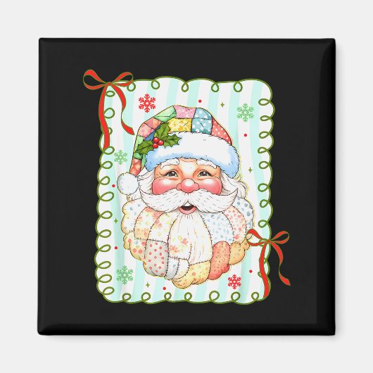 Patchwork-Weihnachtsmann-Gesicht Coquette Frohe We Magnet (Vorne)