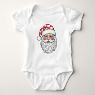 Patchwork-Weihnachtsmann-Gesicht Doodle Art Stift Baby Strampler