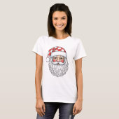 Patchwork-Weihnachtsmann-Gesicht-Doodle-Art-Stift- T-Shirt (Vorne ganz)