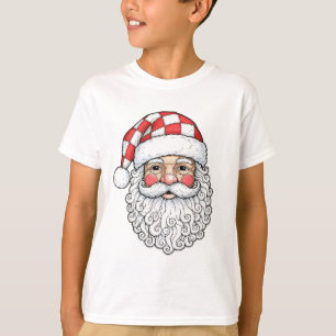 Patchwork-Weihnachtsmann-Gesicht-Kritzelkunst-Stif T-Shirt