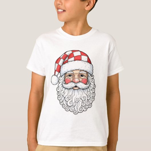 Patchwork-Weihnachtsmann-Gesicht-Kritzelkunst-Stif T-Shirt (Vorderseite)