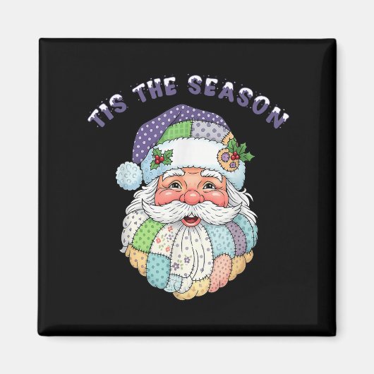 Patchwork-Weihnachtsmann-Gesicht Preppy-Mädchen-We Magnet (Vorne)