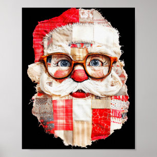 Patchwork-Weihnachtsmann-Gesicht Preppy-Mädchen-We Poster
