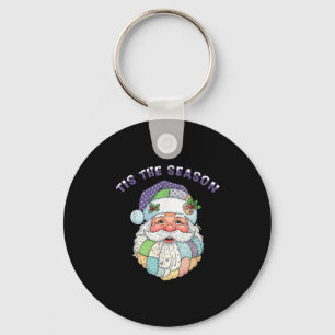 Patchwork-Weihnachtsmann-Gesicht Preppy-Mädchen-We Schlüsselanhänger