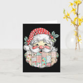 Patchwork-Weihnachtsmann-Gesicht Vintage Frohe Wei Karte (Gelbe Blume)