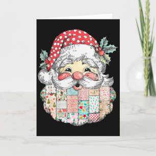 Patchwork-Weihnachtsmann-Gesicht Vintage-Weihnacht Karte