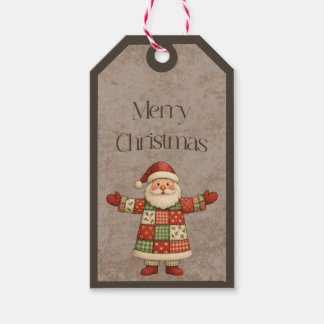 Patchwork-Weihnachtsmann in Weihnachtsfarben Gesch Geschenkanhänger