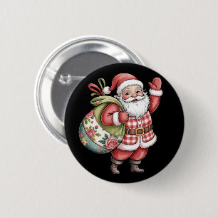 Patchwork-Weihnachtsmann Weihnachten Retro Fröhlic Button