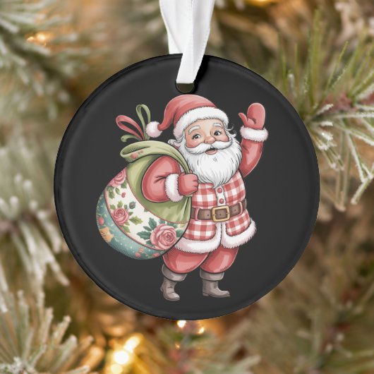 Patchwork-Weihnachtsmann Weihnachten Retro Fröhlic Ornament (Baum)