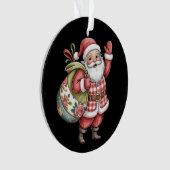 Patchwork-Weihnachtsmann Weihnachten Retro Fröhlic Ornament (Vorderseite)