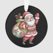 Patchwork-Weihnachtsmann Weihnachten Retro Fröhlic Ornament (Vorderseite)