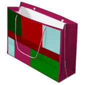 Patchwork Weihnachtsrot blau grün heiß rosa Große Geschenktüte (Vorderseite Schrägansicht)