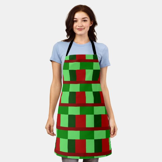 Patchwork Weihnachtsrot-Grüntöne Schürze (Getragen)