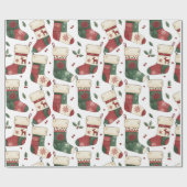 Patchwork-Weihnachtsstrümpfe Rot Grün Weiß Geschenkpapier (Flach)