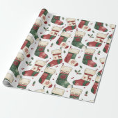 Patchwork-Weihnachtsstrümpfe Rot Grün Weiß Geschenkpapier (Ungerollt)