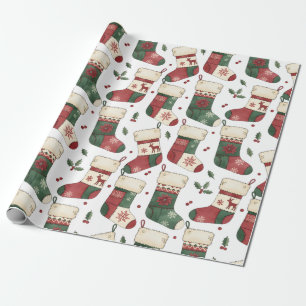 Patchwork-Weihnachtsstrümpfe Rot Grün Weiß Geschenkpapier