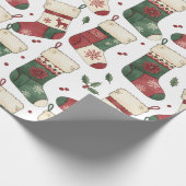 Patchwork-Weihnachtsstrümpfe Rot Grün Weiß Geschenkpapier (Ecke)