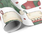 Patchwork-Weihnachtsstrümpfe Rot Grün Weiß Geschenkpapier (Rolleneckpunkt)