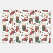 Patchwork-Weihnachtsstrümpfe Rot Grün Weiß Geschenkpapier Set (Vorderseite 2)
