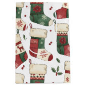 Patchwork-Weihnachtsstrümpfe Rot Grün Weiß Mittlere Geschenktüte (Vorderseite)