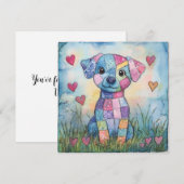 Patchwork-Welpe zum Valentinstag Feiertagskarte (Vorne/Hinten)