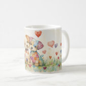 Patchwork Welpen Valentine Kaffeetasse (VorderseiteRechts)