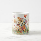 Patchwork Welpen Valentine Kaffeetasse (Mittel)
