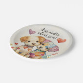 Patchwork Welpen Valentine Pappteller (Schrägansicht)