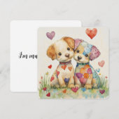Patchwork-Welpen Valentinstag Feiertagskarte (Vorne/Hinten)