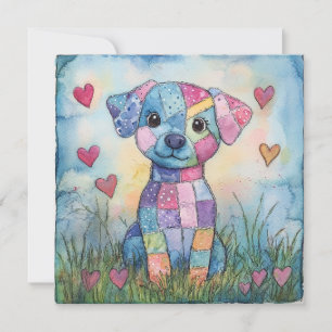 Patchwork Welppy Valentine Feiertagskarte