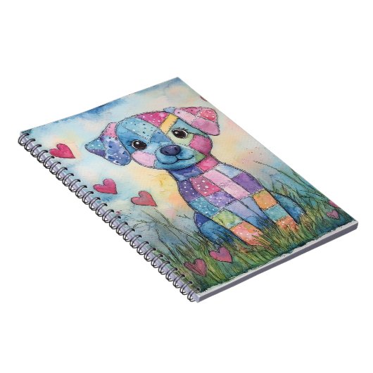 Patchwork Welppy Valentine Notizblock (Rechte Seite)