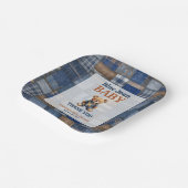 Patchwork Western-Denim-Bär Blaues Jeans-Baby-Part Pappteller (Gewinkelt)