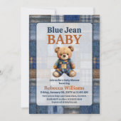 Patchwork Western-Denim-Bär Blaues Jeans-Baby-Show Einladung (Vorderseite)
