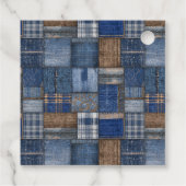 Patchwork Western Denim Bear Blue Jean Baby Shower Geschenkanhänger (Rückseite)